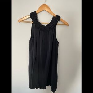 Black halter dress with ruffles